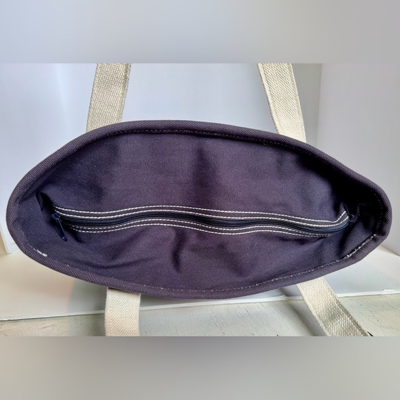 Lands' End Navy Blue Canvas Tote Bag with Embroidered Apple Teacher Gift - Picture 8 of 9